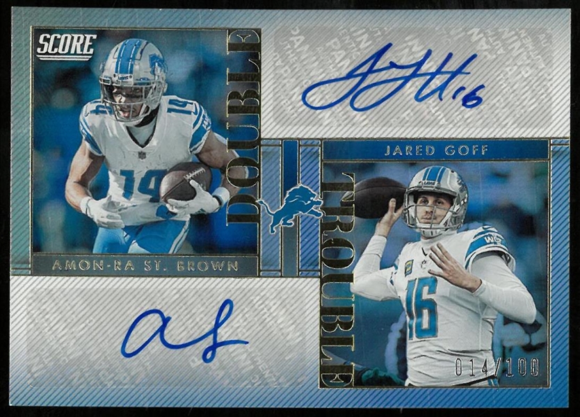 Jared Goff & Amon-Ra St. Brown #14/100 Score Double Trouble