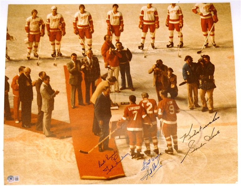 Production Line Autographed 16x20 (Abel, Lindsay, Howe)