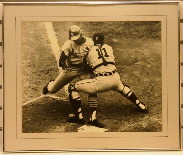 Bill Freehan & Lou Brock Autographed Framed 16x20