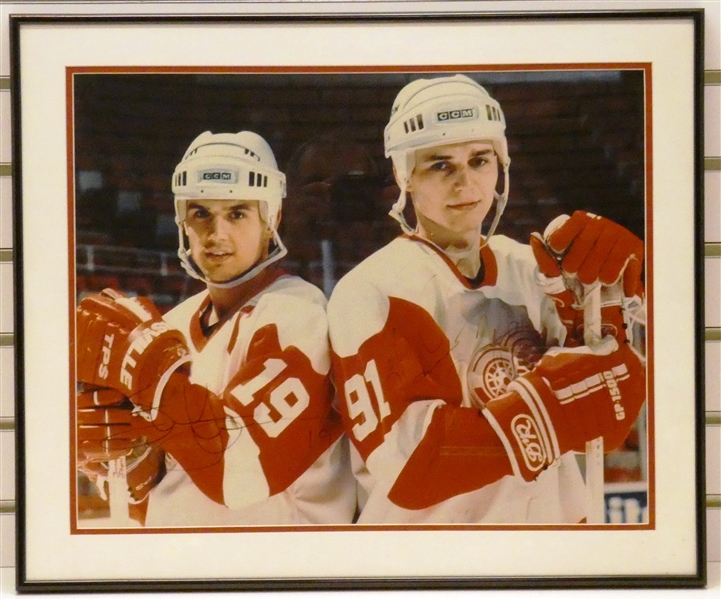 Steve Yzerman & Sergei Fedorov Autographed Framed 16x20