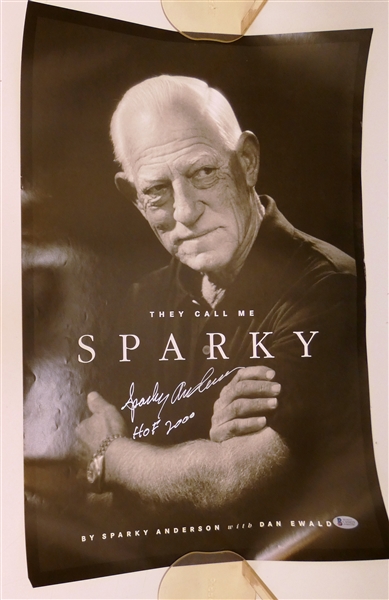 Sparky Anderson Autographed Poster w HOF