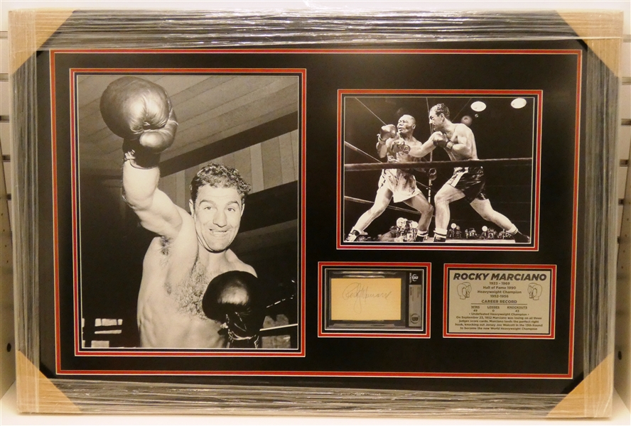 Rocky Marciano Autographed Framed Display 