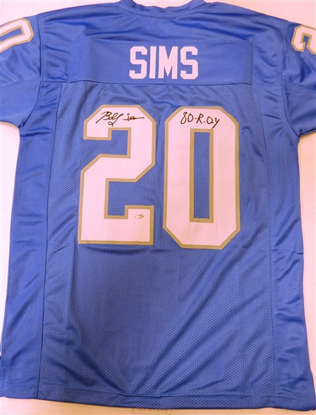 Billy Sims Autographed Custom Jersey