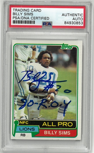 Lot Detail - Billy Sims Autographed 1981 Topps Rookie Card