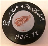 Gordie Howe Autographed Red Wings Puck w/ 2 Inscriptions