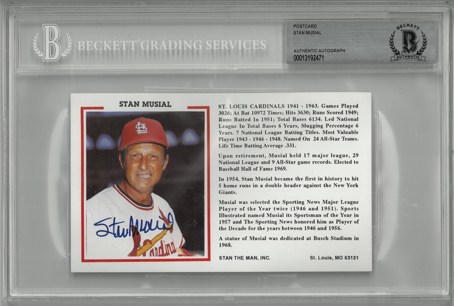 Stan Musial Autographed Postcard