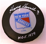 Harry Howell Autographed Rangers Puck