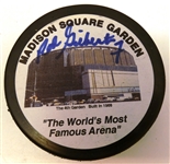 Rod Gilbert Autographed MSG Puck