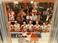 Red Wings Goalie Fight Framed 11x14 Signed by 8