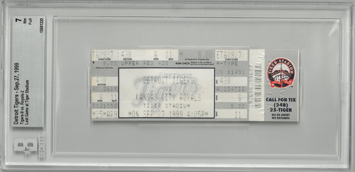 Tiger Stadium Final Game Ticket BGS 7