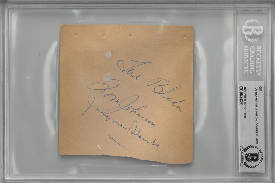Toe Blake, Jacques Plante & Others Signed Autographed Book Page