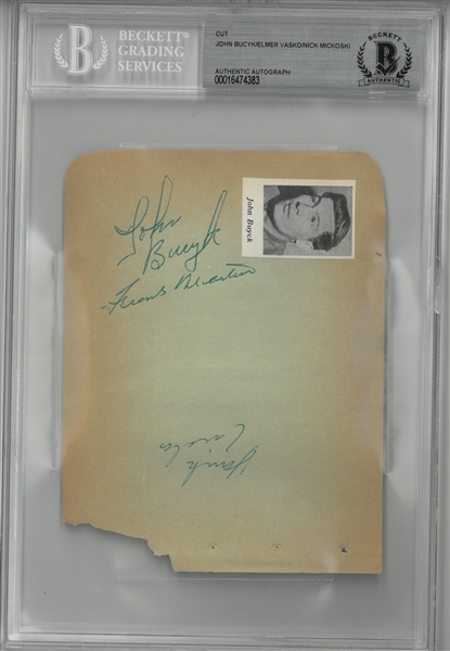 Elmer Vasko, John Bucyk, Mickoski & Others Signed Autograph Book Page