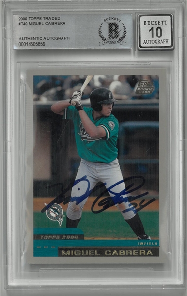 Miguel Cabrera Autographed 2000 Topps Traded Beckett 10 Auto
