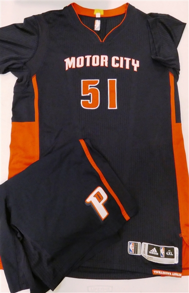 Boban Marjonovic Team Issued (Worn?) Detroit Pistons Jersey & Shorts