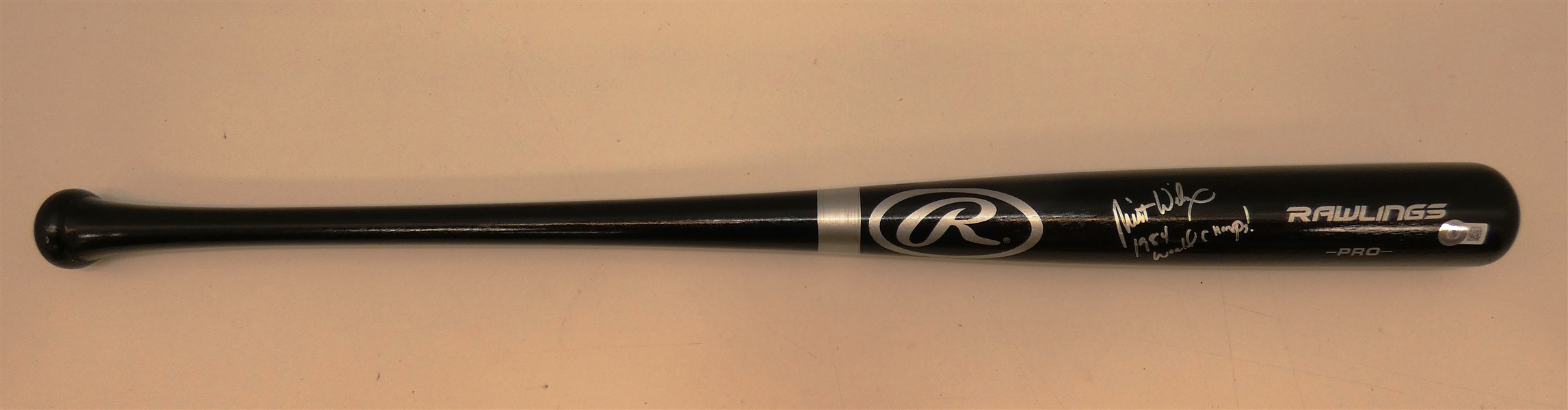Milt Wilcox Autographed Bat w 84 Champs