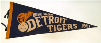 Detroit Tigers 1951 Briggs Stadium Pennant
