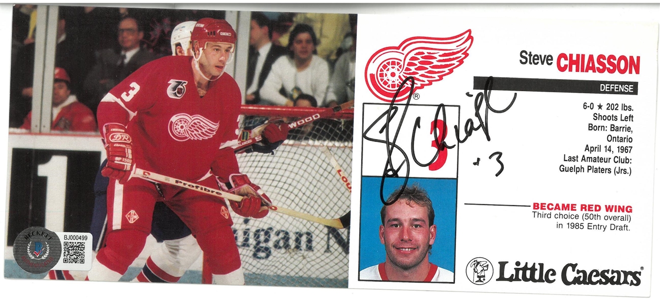 Steve Chiasson Autographed Red Wings Postcard