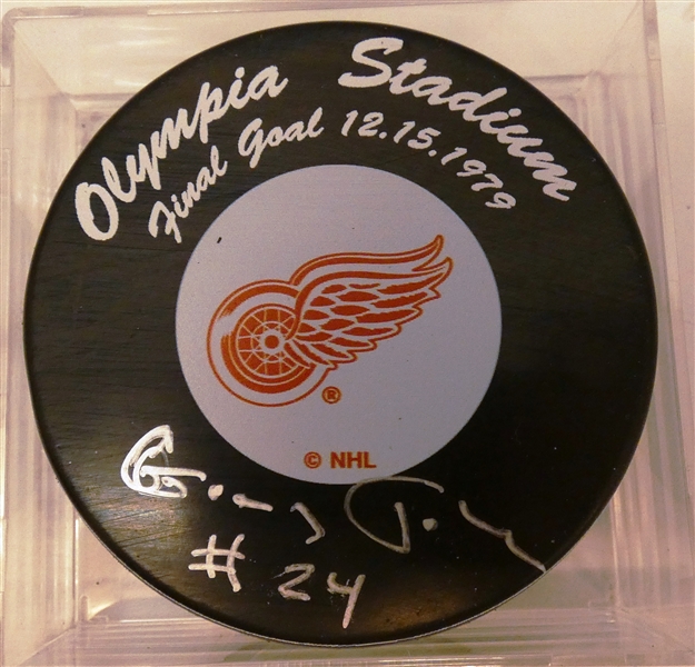 Greg Joly Autographed Last Goal at Olympia Puck