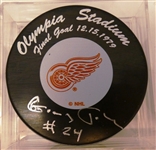 Greg Joly Autographed Last Goal at Olympia Puck