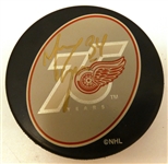 Manny Legace Autographed Red Wings 75 Puck