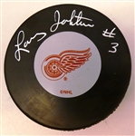 Larry Johnston Autographed Red Wings Puck