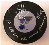 Jeff Brown Autographed 1st Goal vs Manon Rheume Puck