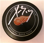 Pavel Datsyuk Autographed Red Wings Puck