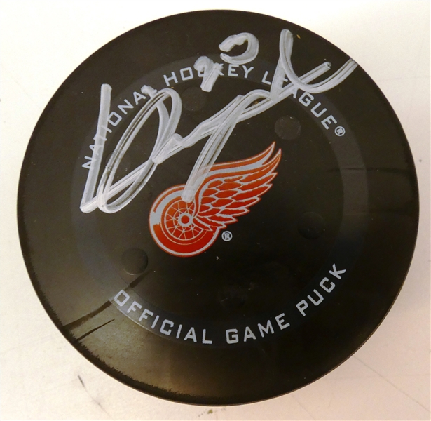 Lucas Raymond Autographed 12/7/21 Red Wings EDGE Tracking Puck