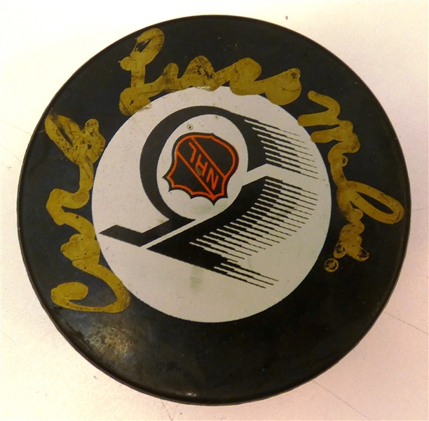 Carl Liscombe Autographed NHL 75 Puck