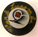 Carl Liscombe Autographed NHL 75 Puck