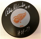 Alex Delvecchio Autographed Red Wings Puck