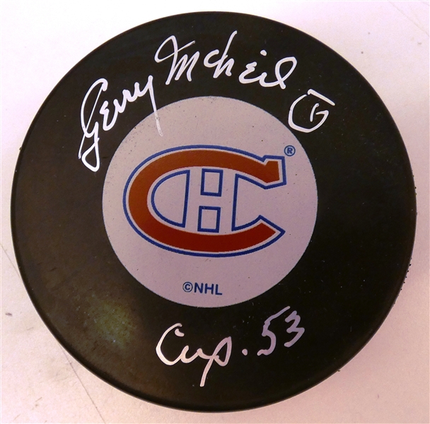 Gerry McNeil Autographed Canadiens Puck