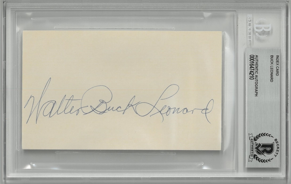 Buck Leonard Autographed 3x5 Index Card