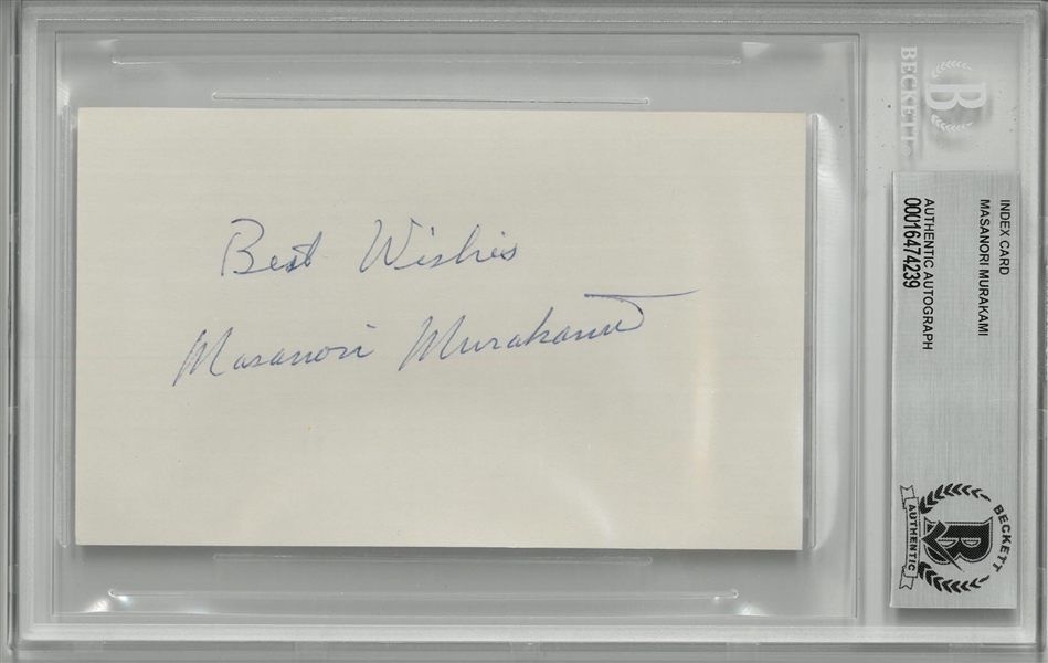 Masanori Murakami Autographed 3x5 Index Card