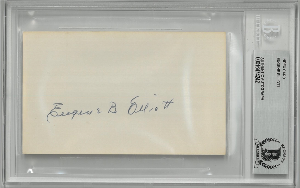 Eugene Elliott Autographed 3x5 Index Card