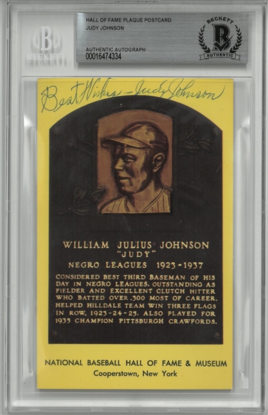 Judy Johnson Autographed Hall of Fame Plaque