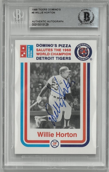 Willie Horton Autographed 1988 Dominos