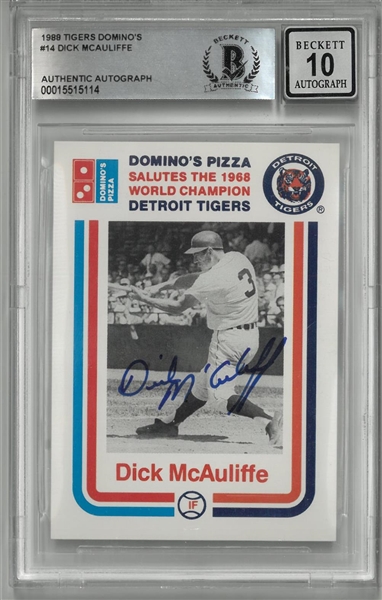Dick McAuliffe Autographed 1988 Dominos