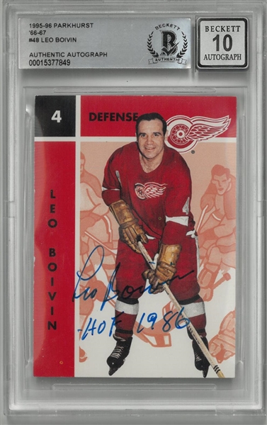 Leo Boivin Autographed 1995 Parkhurst