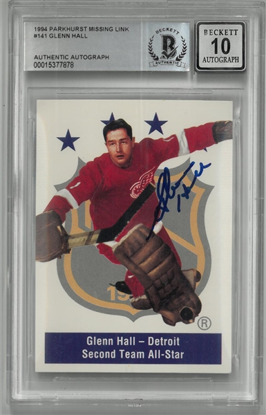 Glenn Hall Autographed 1994 Parkhurst