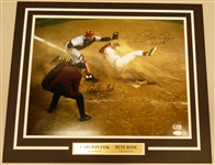 Carlton Fisk & Pete Rose Autographed Matted 16x20