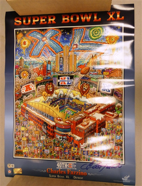 Charles Fazzino Autographed Super Bowl XL Detroit Poster