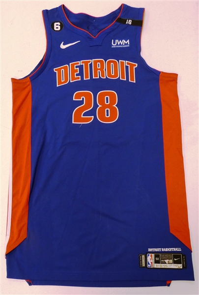 Isaiah Stewart Game Worn 10/21/2022 Detroit Pistons Jersey
