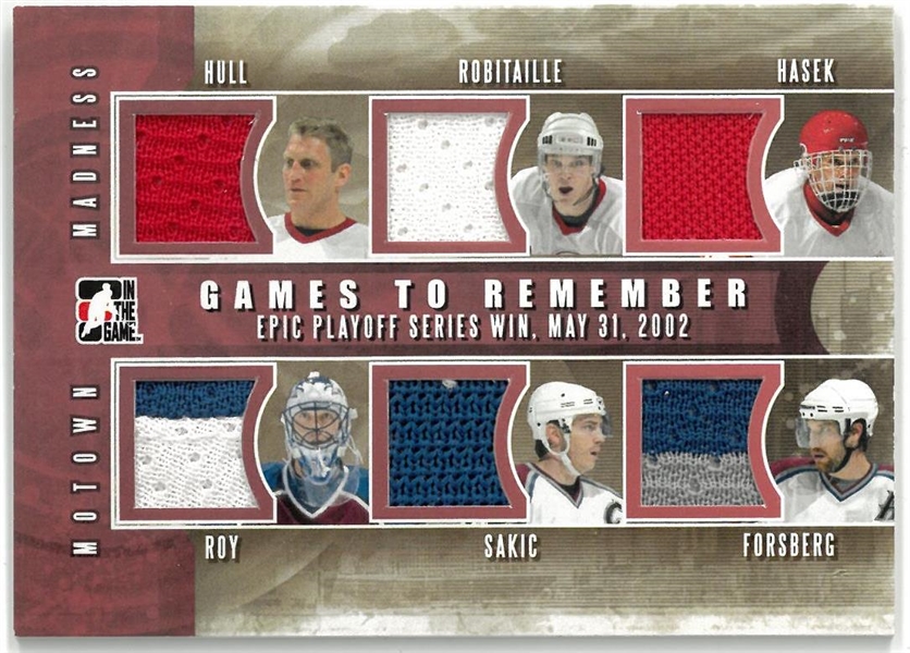 Red Wings vs Avalanche 6 Jersey Card