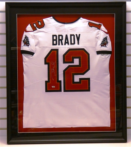 Tom Brady Autographed Framed Buccaneers Jersey (Pick up Only)
