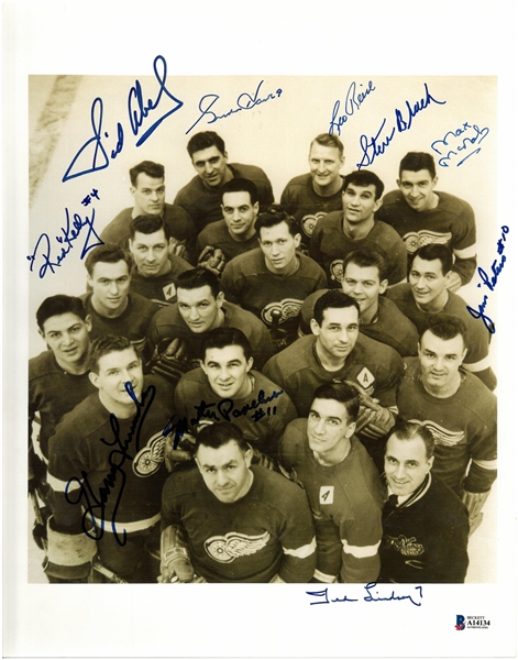 1949/50 Detroit Red Wings 11x14 Signed by 10