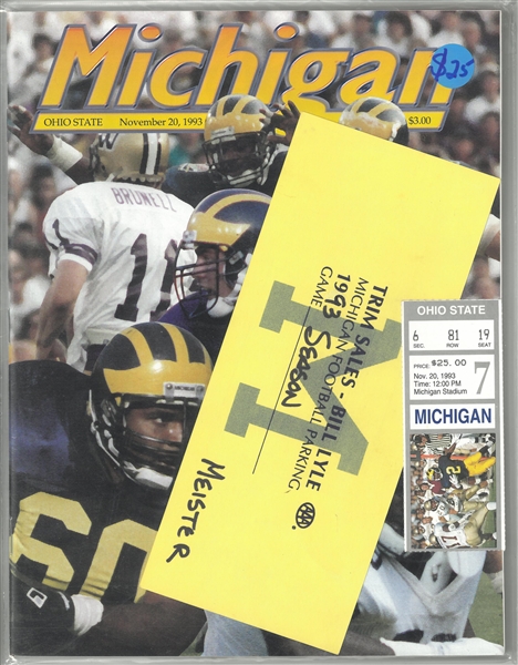 Michigan vs OSU 1993 Program & Ticket