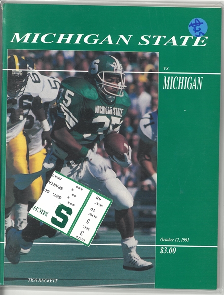 Michigan vs Michigan State 1991 Program & Ticket