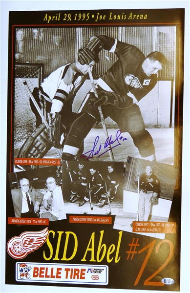 Sid Abel Autographed Jersey Retirement Poster