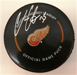 Ville Husso Autographed Red Wings Puck